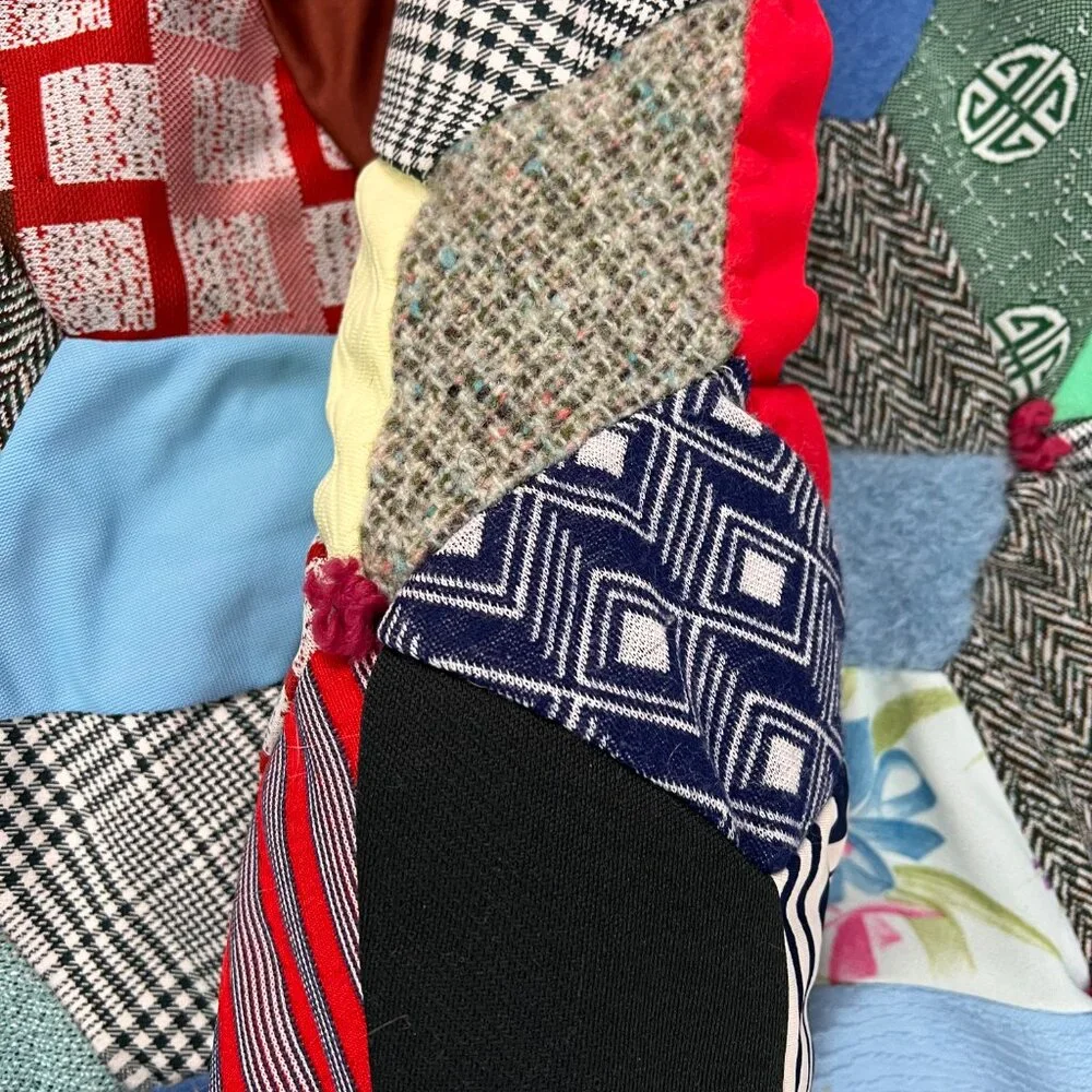 Vintage New England Wool Cube Crazy Quilt 84